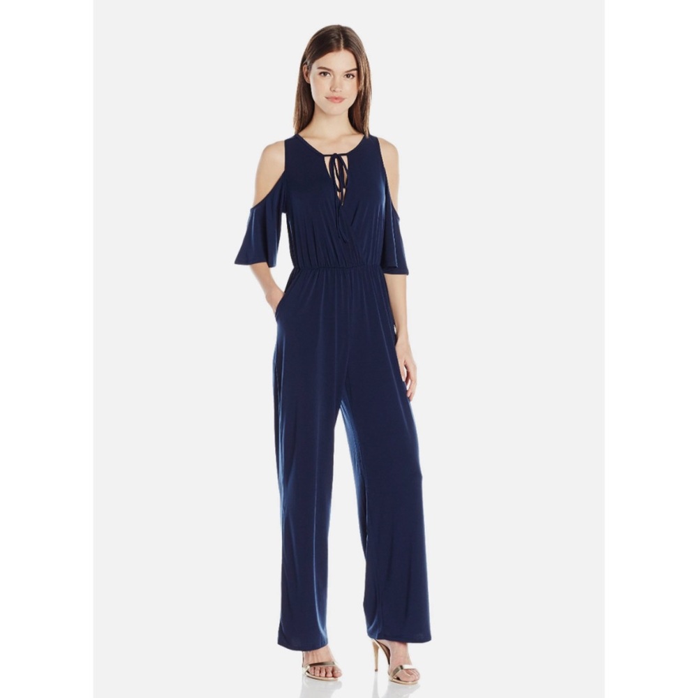 BCBGeneration • Navy Cold Shoulder Jumpsuit
